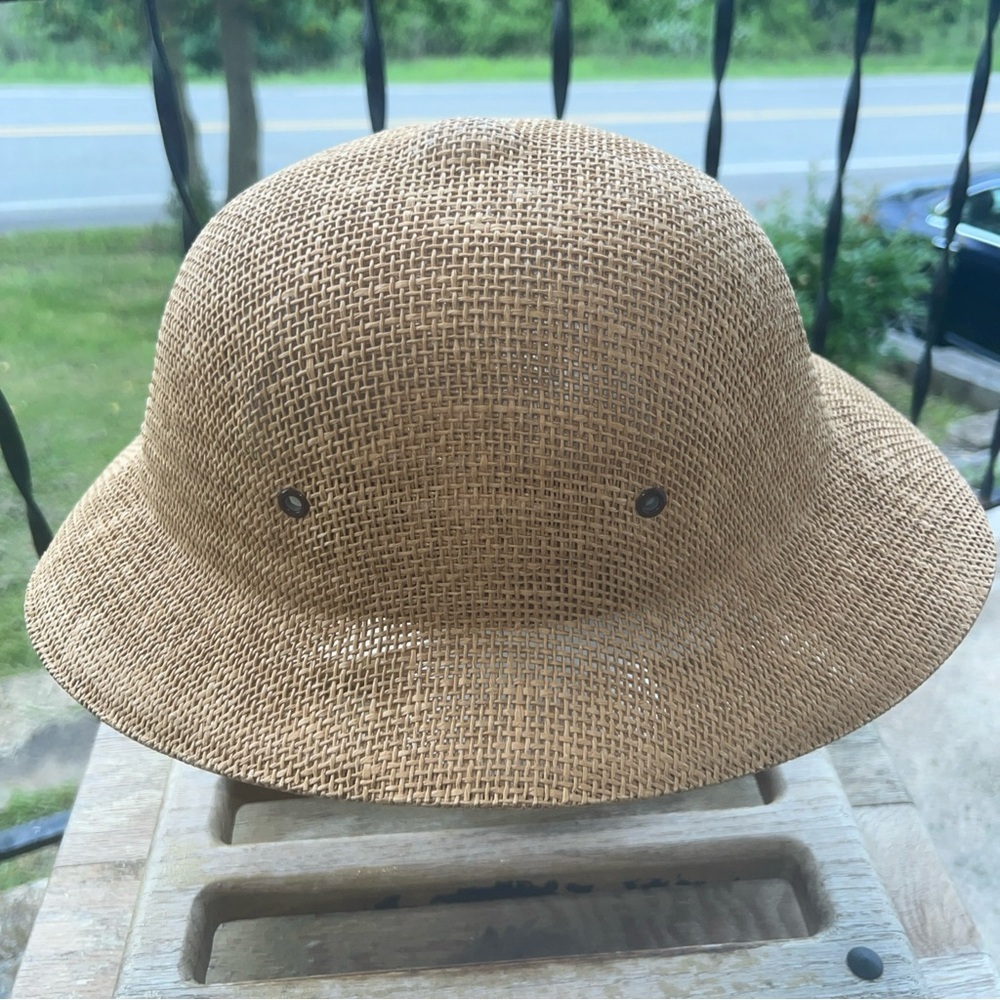 Woven SafariHelmet VTG Adjustable Tan Beekeeper Hat Retro Utility 1980s - Picture 6 of 8